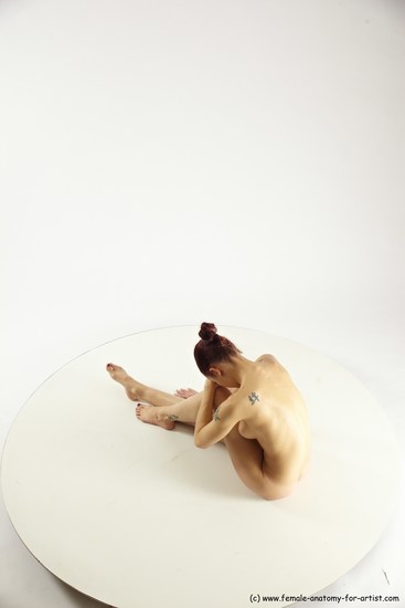 Nude Woman White Sitting poses - ALL Slim long colored Sitting poses - simple Multi angle poses Pinup