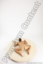 Nude Woman White Laying poses - ALL Athletic Laying poses - on stomach long brown Multi angle poses Pinup