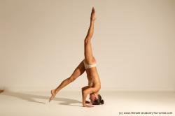 Nude Gymnastic poses Woman White Slim long brown Dynamic poses Pinup