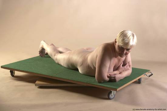 Nude Woman White Laying poses - ALL Average Laying poses - on stomach short blond Pinup