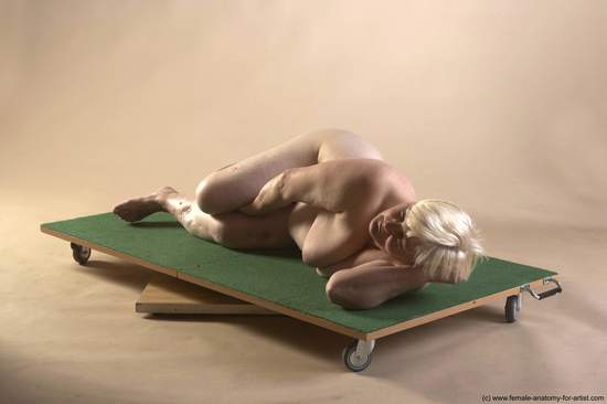 Nude Woman White Laying poses - ALL Average Laying poses - on side short blond Pinup