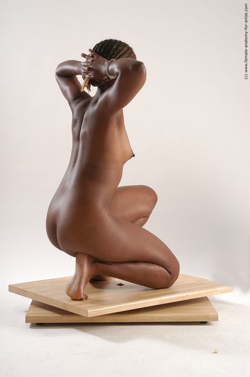 Nude Woman White Kneeling poses - ALL Slim Kneeling poses - on one knee dreadlocks black Pinup