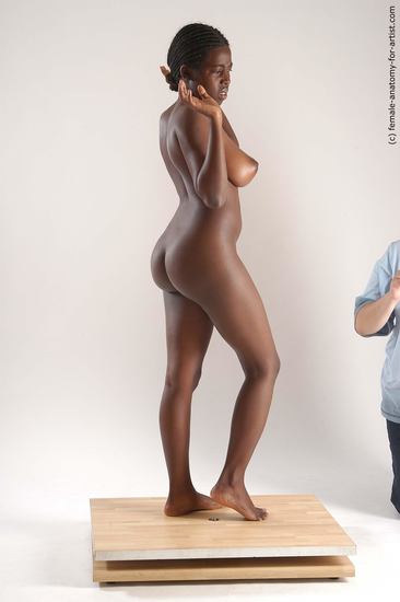 Nude Woman White Standing poses - ALL Slim dreadlocks black Standing poses - simple Pinup
