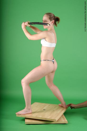 Underwear Fighting with sword Woman White Standing poses - ALL Slim medium brown Standing poses - simple Academic