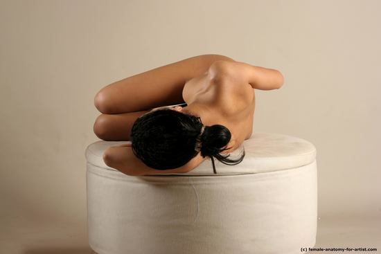 Nude Woman Multiracial Laying poses - ALL Slim Laying poses - on side dreadlocks black Pinup