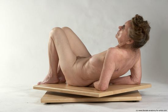 and more Nude Woman White Laying poses - ALL Slim Laying poses - on back long grey Pinup