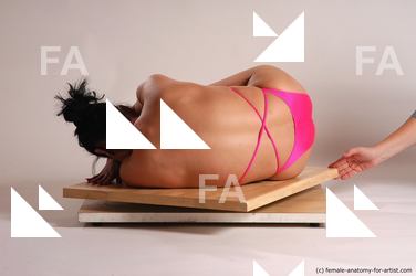 Swimsuit Woman White Laying poses - ALL Muscular Laying poses - on side long brown Academic