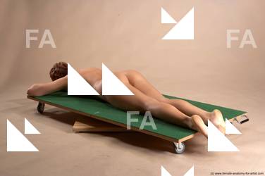Nude Woman White Laying poses - ALL Slim Laying poses - on stomach short red Pinup