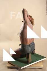 Casual Woman White Laying poses - ALL Muscular Laying poses - on back medium blond Academic