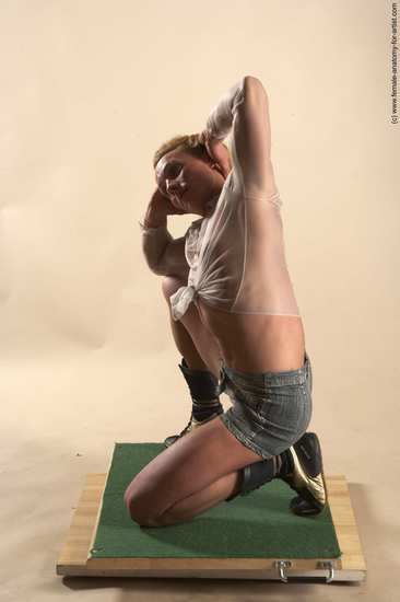 Casual Woman White Laying poses - ALL Muscular Laying poses - on back medium blond Academic