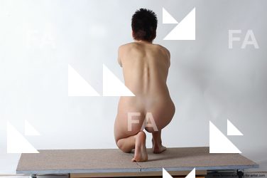 Nude Fighting with gun Woman White Kneeling poses - ALL Slim Kneeling poses - on both knees short black Pinup