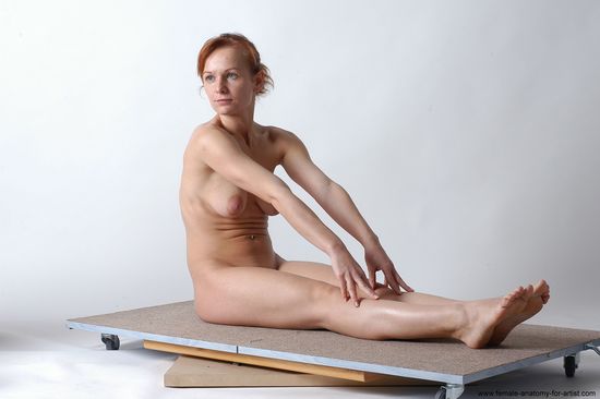 Nude Woman White Sitting poses - ALL Slim medium red Sitting poses - simple Pinup