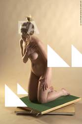 Nude Woman White Kneeling poses - ALL Slim Kneeling poses - on both knees long blond Pinup