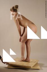 Nude Woman White Standing poses - ALL Slim long brown Standing poses - simple Pinup