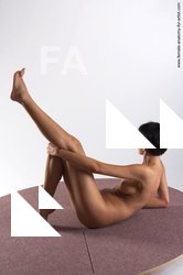 Nude Woman White Laying poses - ALL Slim Laying poses - on back short black Pinup