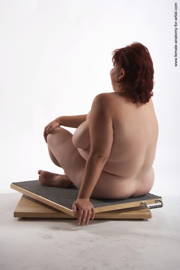 Nude Woman White Sitting poses - ALL Overweight short colored Sitting poses - simple Pinup