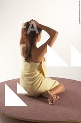 Nude Woman White Sitting poses - ALL Slim long brown Sitting poses - simple Pinup