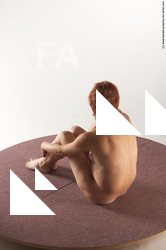 Nude Woman White Sitting poses - ALL Slim short red Sitting poses - simple Pinup
