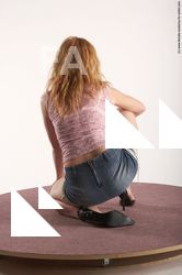 Casual Woman White Kneeling poses - ALL Slim medium colored Academic
