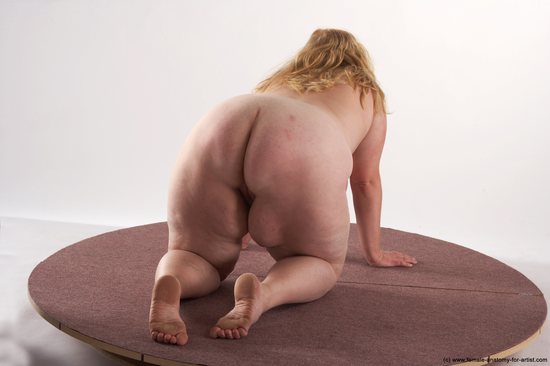 Nude Woman White Kneeling poses - ALL Overweight Kneeling poses - on both knees long blond Pinup