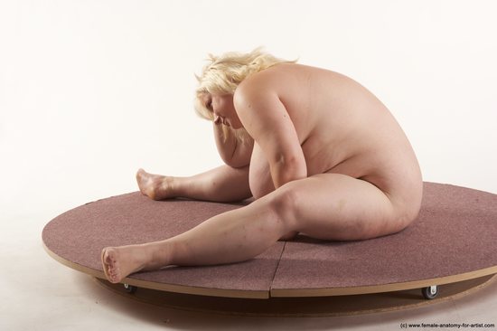 Nude Woman White Sitting poses - ALL Overweight medium blond Sitting poses - simple Pinup