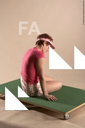 Casual Daily activities Woman White Moving poses Slim short red Academic