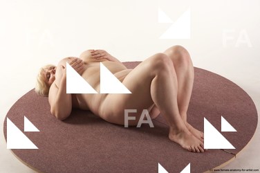 Nude Woman White Laying poses - ALL Overweight Laying poses - on back medium blond Pinup
