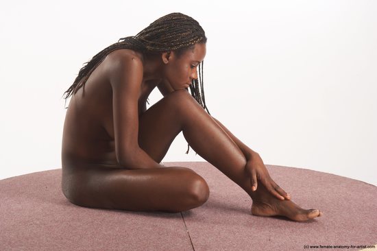 Nude Woman Black Sitting poses - ALL Slim dreadlocks black Sitting poses - simple Pinup