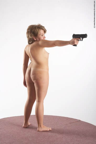 Nude Fighting with gun Woman White Standing poses - ALL Average short blond Standing poses - simple Pinup