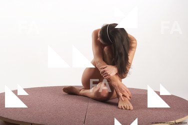 Nude Woman White Sitting poses - ALL Slim long brown Sitting poses - simple Pinup