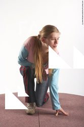 Casual Woman White Kneeling poses - ALL Slim long blond Academic