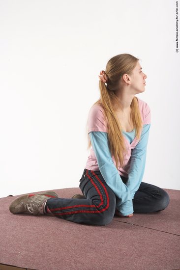 Casual Woman White Sitting poses - ALL Slim long blond Sitting poses - simple Academic
