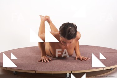 Nude Woman White Laying poses - ALL Slim Laying poses - on stomach long brown Pinup