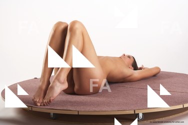 Nude Woman White Kneeling poses - ALL Slim long brown Pinup