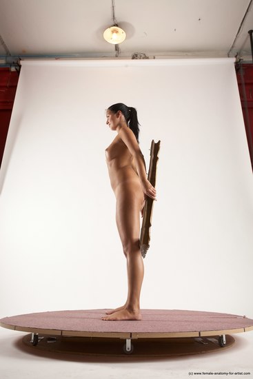 Nude Woman White Standing poses - ALL Slim long black Standing poses - simple Multi angle poses Pinup