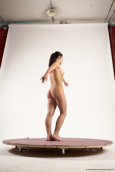 Nude Woman White Moving poses Slim long brown Multi angle poses Pinup