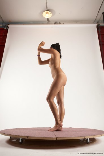 Nude Woman White Standing poses - ALL Slim long black Standing poses - simple Multi angle poses Pinup