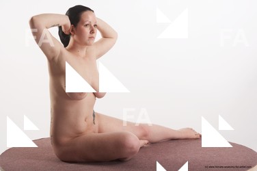 Nude Woman White Sitting poses - ALL Average long brown Sitting poses - simple Pinup