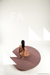 Nude Woman White Sitting poses - ALL Slim long black Sitting poses - on knees Multi angle poses Pinup