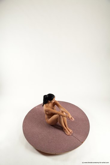 Nude Woman White Sitting poses - ALL Slim long black Sitting poses - simple Multi angle poses Pinup