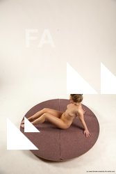 Nude Woman White Kneeling poses - ALL Slim Kneeling poses - on one knee medium colored Multi angle poses Pinup