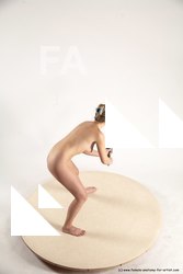 Nude Fighting with sword Woman White Standing poses - ALL Slim long blond Standing poses - simple Multi angle poses Pinup