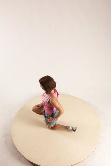 Casual Woman White Kneeling poses - ALL Slim Kneeling poses - on one knee medium brown Multi angle poses Academic