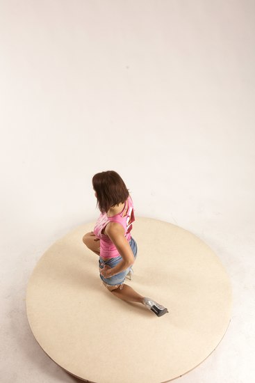 Casual Woman White Kneeling poses - ALL Slim Kneeling poses - on one knee medium brown Multi angle poses Academic
