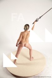 Nude Fighting with sword Woman White Standing poses - ALL Slim long blond Standing poses - simple Multi angle poses Pinup