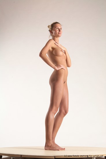 Nude Woman White Standing poses - ALL Slim long blond Standing poses - simple Multi angle poses Pinup