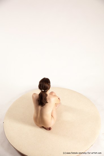 Nude Woman White Kneeling poses - ALL Slim Kneeling poses - on one knee long brown Multi angle poses Pinup