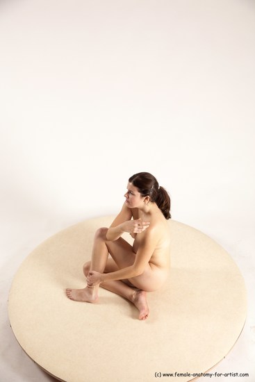 Nude Woman White Sitting poses - ALL Slim long brown Sitting poses - simple Multi angle poses Pinup