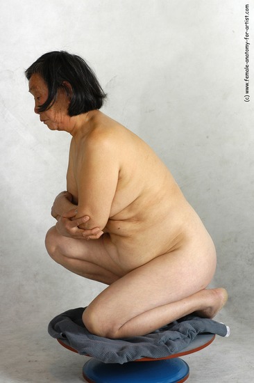and more Nude Woman Asian Kneeling poses - ALL Slim Kneeling poses - on one knee medium black Pinup