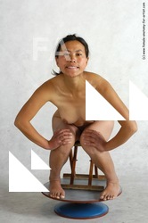 Nude Woman Asian Sitting poses - ALL Slim long black Sitting poses - simple Pinup